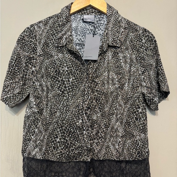 VERO MODA NWT Animal Print & Lace Hem Blouse - Picture 1 of 9